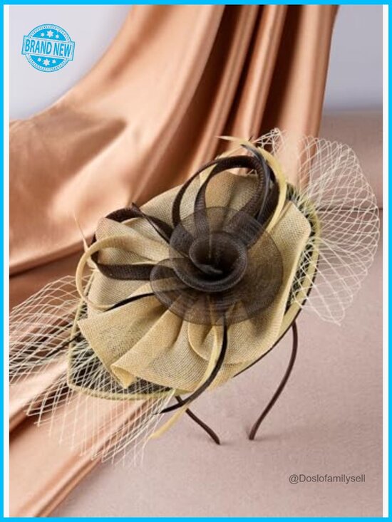 Derby Fascinator Hat with Feathers and Detachable Headband 